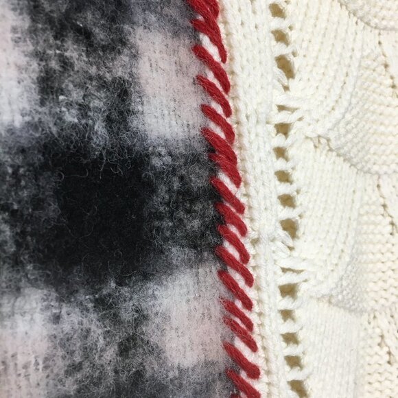 Anthropologie Angel of the North Sweater Plaid Open Knit Accents Wool Lambswool - Picture 8 of 11